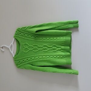 Gap Women's Neon Green Wool Blend Cable Knit Cabincore Sweater Size S